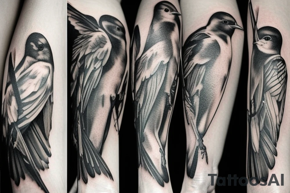 Black swallows tattoo idea
