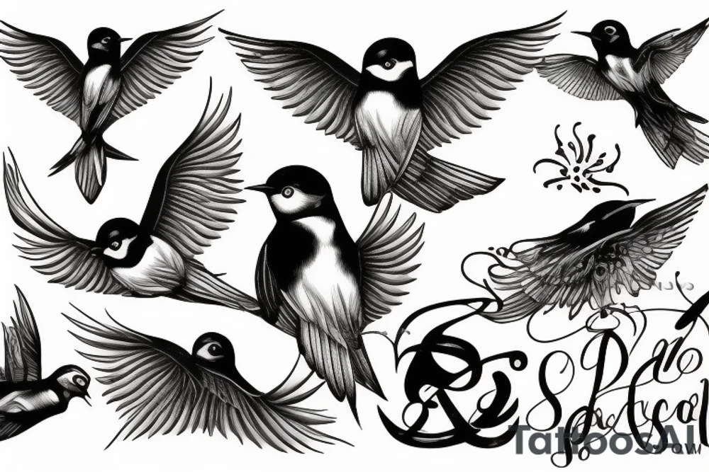 Black swallows tattoo idea