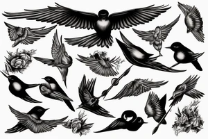 Black swallows tattoo idea