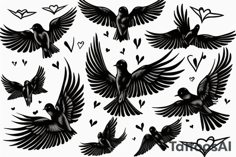 Black swallows in love tattoo idea