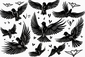 Black swallows in love tattoo idea
