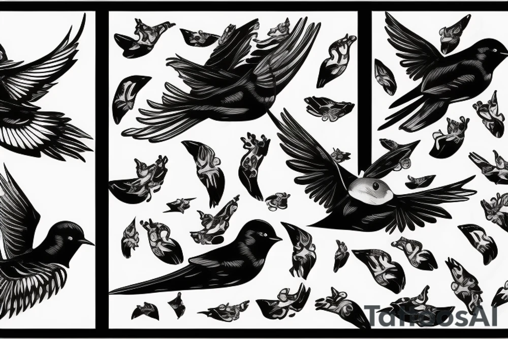 Black swallows in love tattoo idea