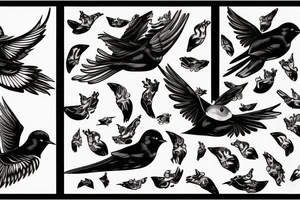 Black swallows in love tattoo idea