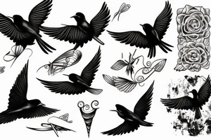 2 Black swallows in love tattoo idea