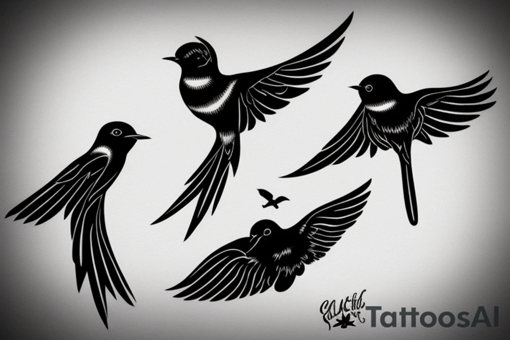 2 Black swallows in love tattoo idea