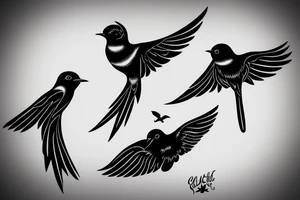 2 Black swallows in love tattoo idea