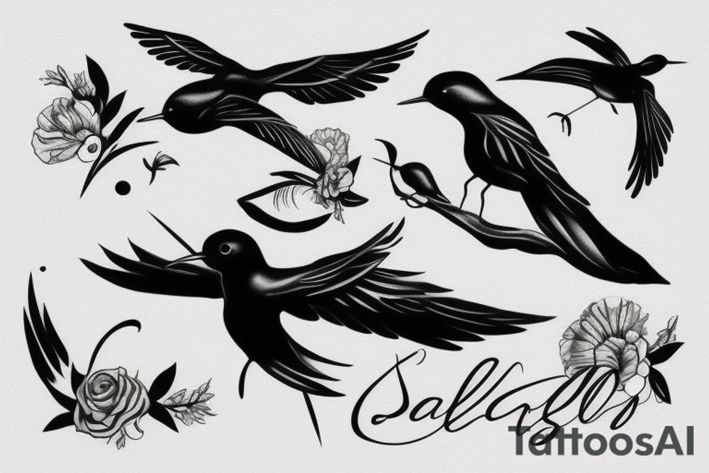 2 swallows in love tattoo idea