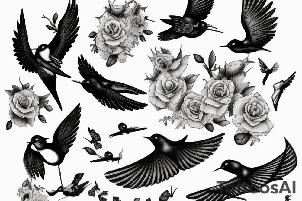 2 swallows in love tattoo idea