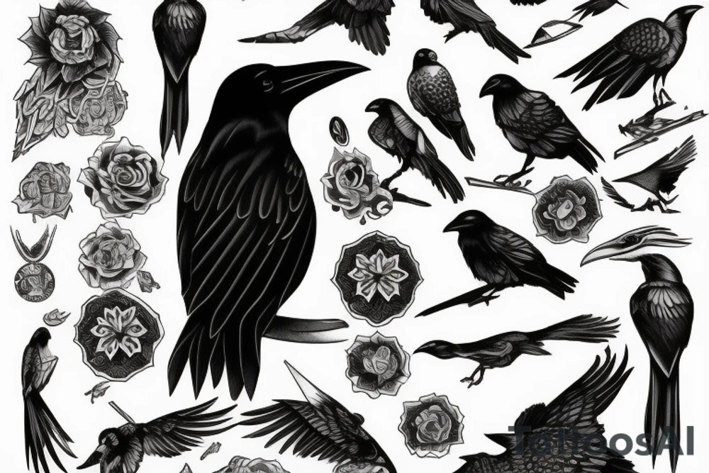 Raven with Danish and American influence tattoo idea