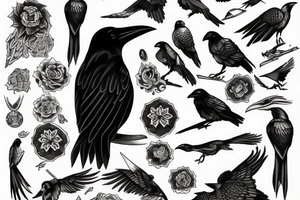 Raven with Danish and American influence tattoo idea