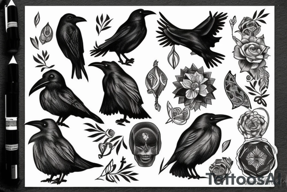 Raven with Danish and American influence tattoo idea