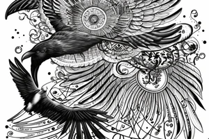 A black raven representing knowledge, time tattoo idea