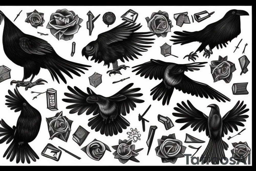 A black raven representing knowledge tattoo idea