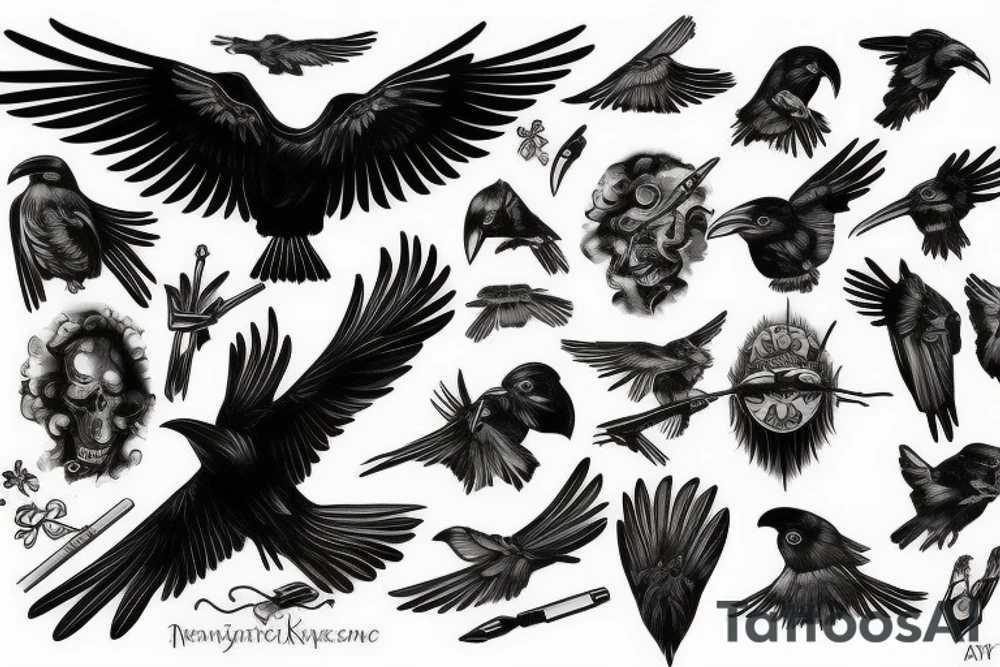 A black raven representing knowledge tattoo idea