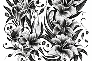 Lily flower representing Esmée Lillie Miller arm sleeve tattoo idea