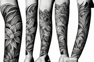 Lily flower representing Esmée Lillie Miller arm sleeve tattoo idea
