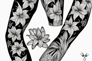 Lily flower representing Esmée Lillie Miller arm sleeve tattoo idea