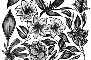 Lily flower representing Esmée Lillie Miller arm sleeve tattoo idea
