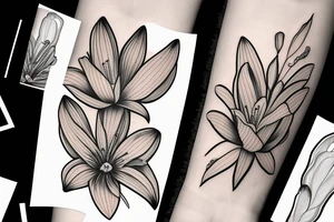 Lily flower representing Esmée Lillie Miller arm sleeve tattoo idea