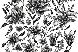 Lily flower representing Esmée Lillie Miller arm sleeve tattoo idea