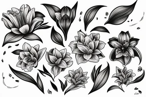 Lily flower representing Esmée Lillie Miller arm sleeve tattoo idea