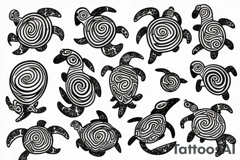 turtle abstract space spiral tattoo idea