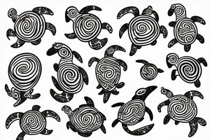 turtle abstract space spiral tattoo idea