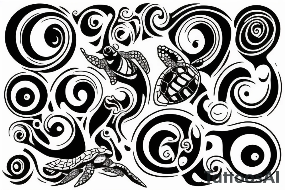 turtle abstract space spiral tattoo idea