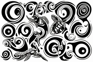 turtle abstract space spiral tattoo idea