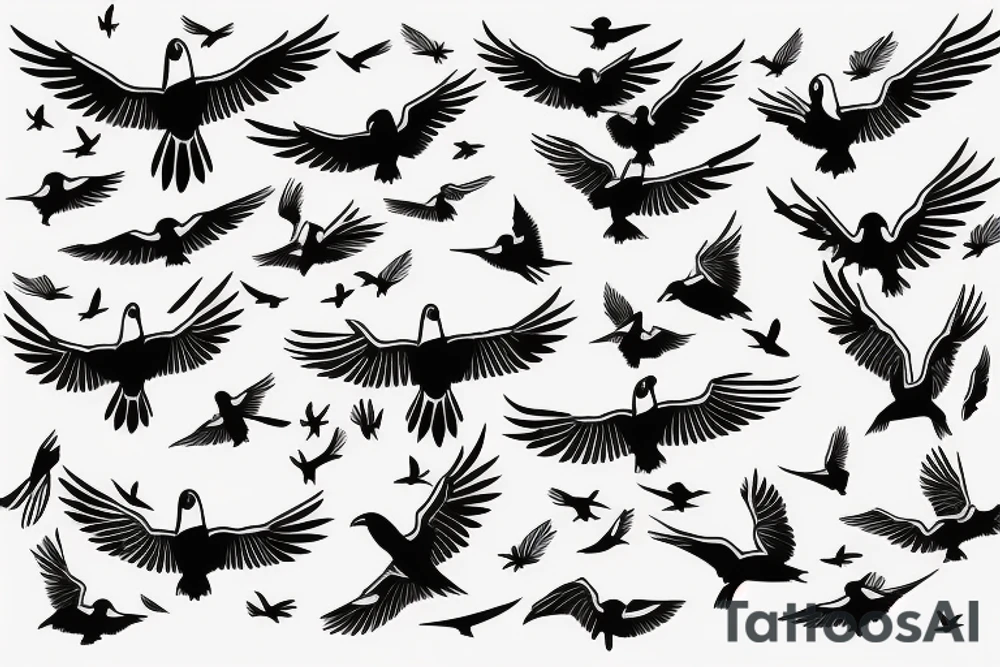 flying birds minimalistic free tattoo idea