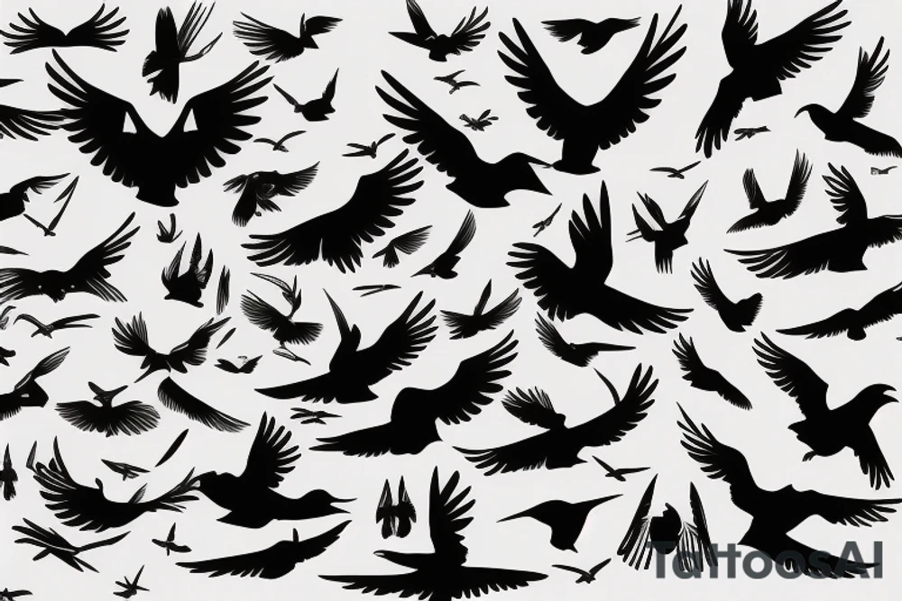 flying birds minimalistic free tattoo idea