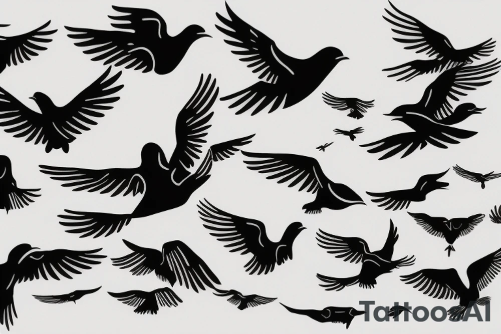 flying birds minimalistic far away tattoo idea