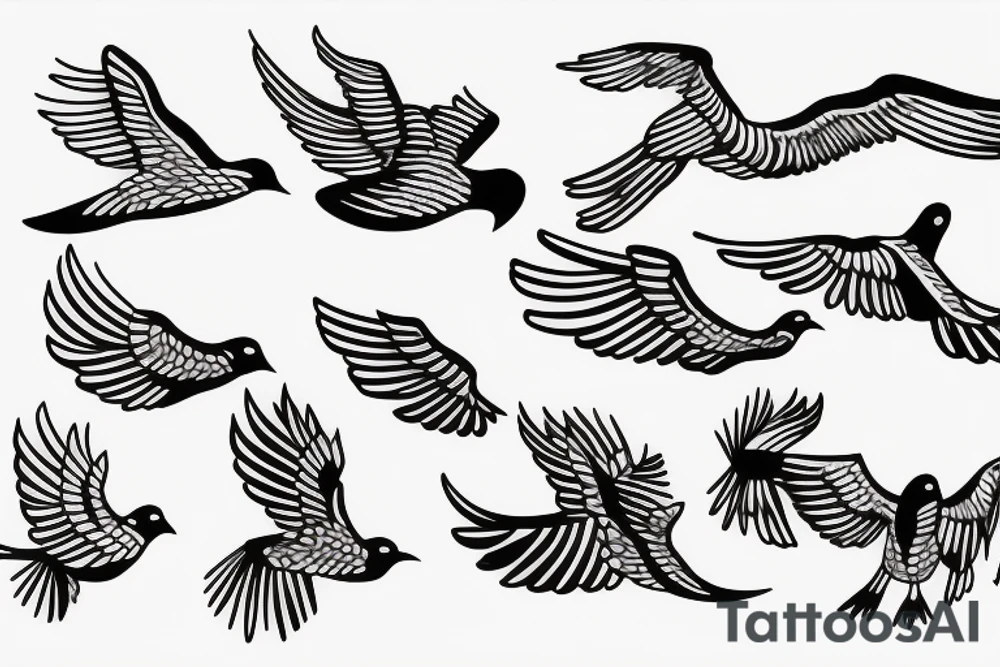 flying birds minimalistic far away tattoo idea