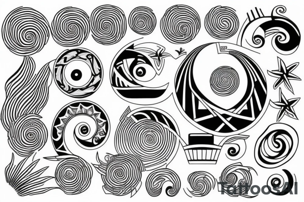 boat space spiral tattoo idea