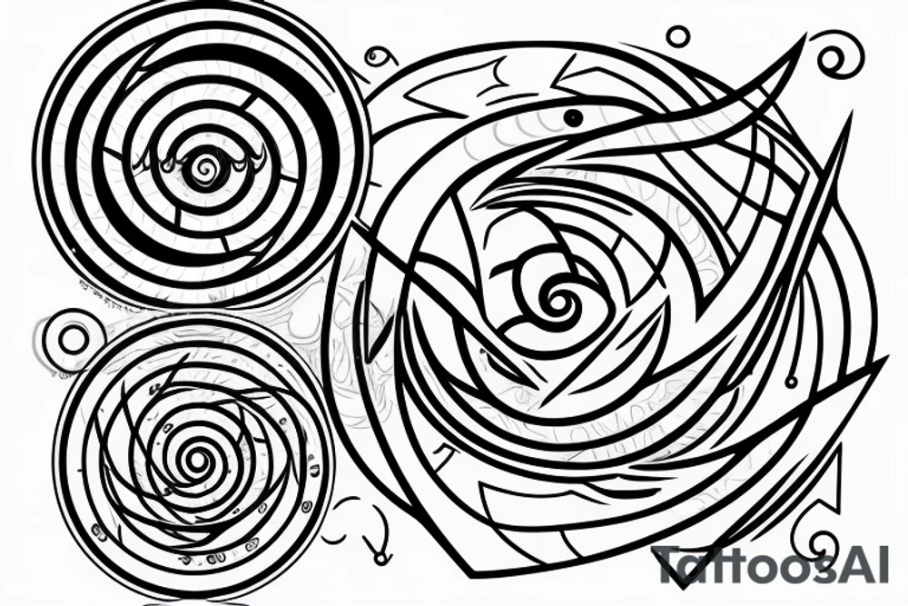 boat space spiral tattoo idea