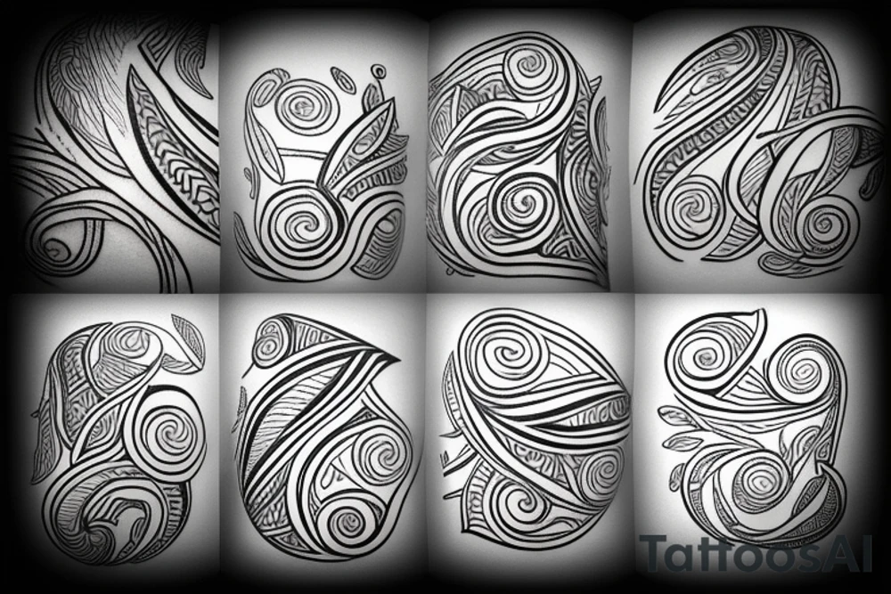 spiral leaves space Maori tattoo idea