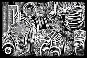 spiral Synthwave Stil, 2d digitale Vektorgrafik Maori tattoo idea