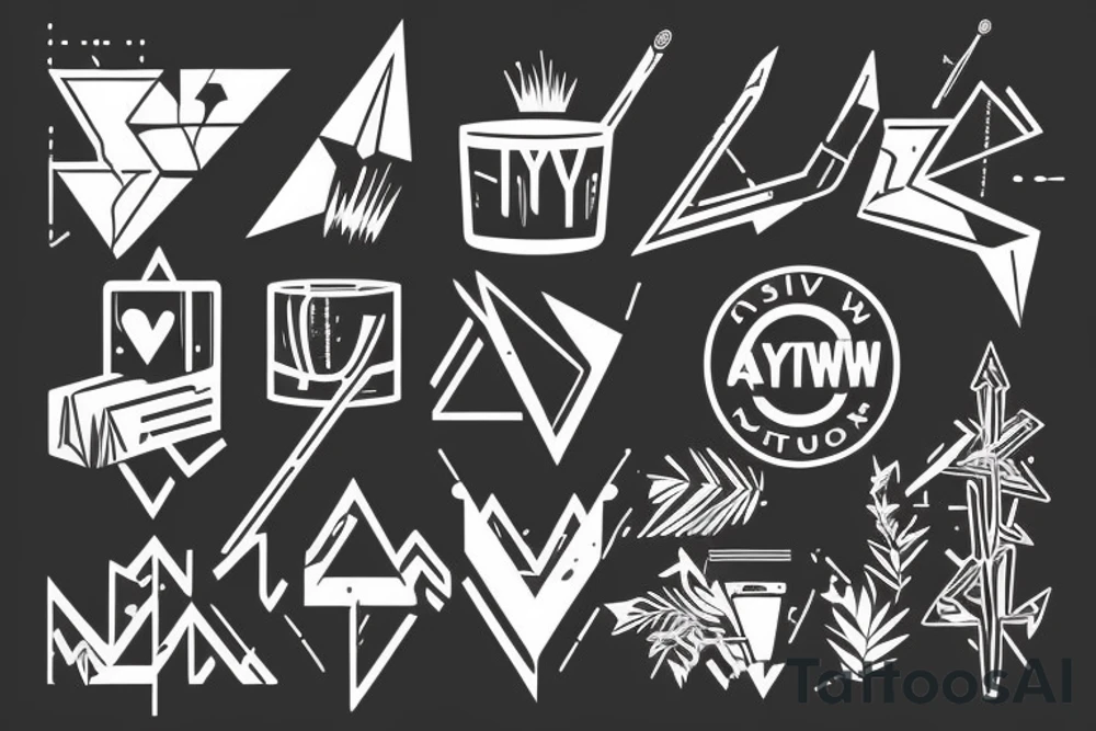 Arrow Synthwave Stil, 2d digitale Vektorgrafik finelinestyle illustration tattoo idea
