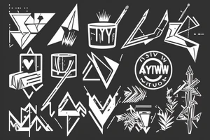 Arrow Synthwave Stil, 2d digitale Vektorgrafik finelinestyle illustration tattoo idea