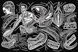 dancing person maori Synthwave Stil, 2d digitale Vektorgrafik finelinestyle illustration tattoo idea