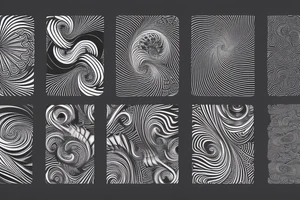 flying spirals fractal Synthwave Stil, 2d digitale Vektorgrafik finelinestyle illustration tattoo idea