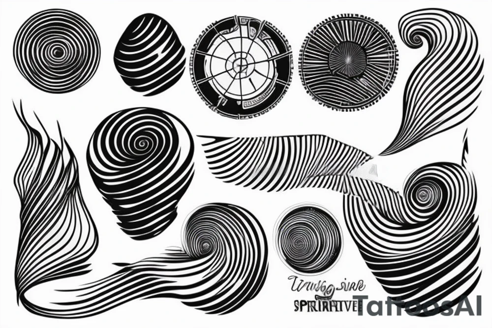 flying spirals space Synthwave Stil, 2d digitale Vektorgrafik finelinestyle illustration tattoo idea