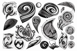 spirals space Synthwave Stil, 2d digitale Vektorgrafik finelinestyle illustration tattoo idea