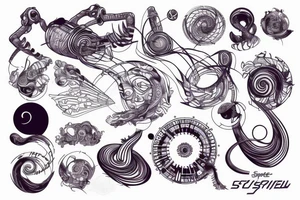 spirals space Synthwave Stil, 2d digitale Vektorgrafik finelinestyle illustration tattoo idea