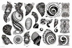 spirals space Synthwave Stil, 2d digitale Vektorgrafik finelinestyle illustration tattoo idea