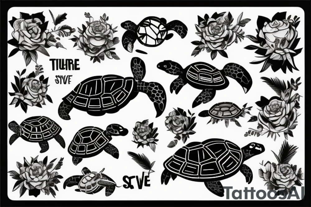 turtle Synthwave Stil, 2d digitale Vektorgrafik finelinestyle illustration tattoo idea