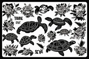 turtle Synthwave Stil, 2d digitale Vektorgrafik finelinestyle illustration tattoo idea