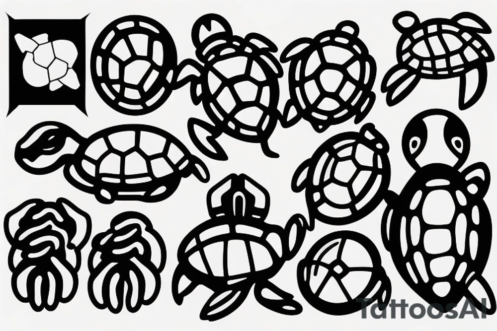 turtle minimalistic outline Synthwave Stil, 2d digitale Vektorgrafik finelinestyle illustration tattoo idea