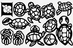 turtle minimalistic outline Synthwave Stil, 2d digitale Vektorgrafik finelinestyle illustration tattoo idea