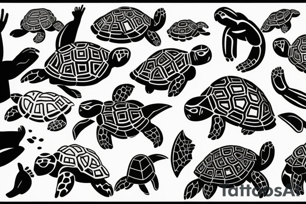 turtle minimalistic outline Synthwave Stil, 2d digitale Vektorgrafik finelinestyle illustration tattoo idea